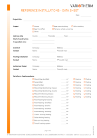 Data Sheet for Reference Installation Varioterm