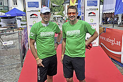 Variotherm Sports: Gerald Demuth und Alexander Watzek nahmen beim Triathlon (Wolfgangsee Challenge) teil.