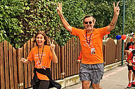 Tolle Stimmung trotz Regenwetter: 65 rote Variotherm-Nasen legten beim Jubliäumslauf am 2. September in Leobersdorf.