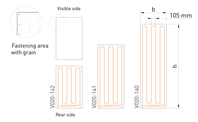Panels with a fixed height and a pipe spacing of 105 cm More space for ligth spots, smoke alarms, loudspeakers etc.