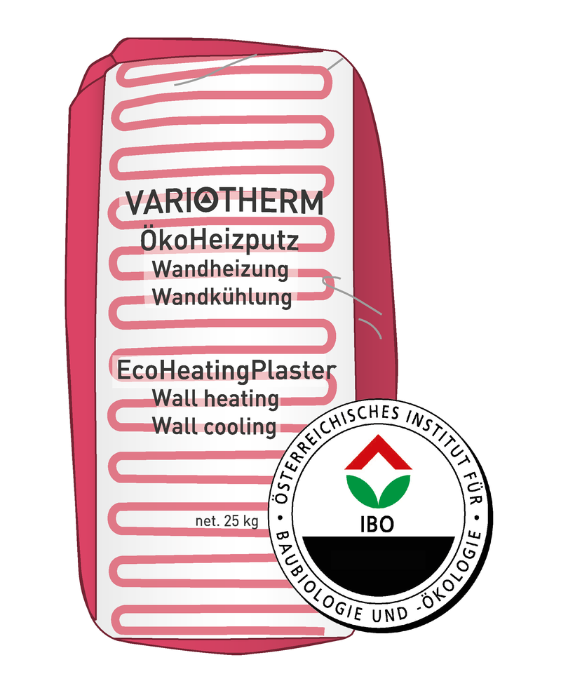 Der Variotherm ÖkoHeizputz wird als Unterputz zum Verputzen der System-Wandheizung/Kühlung eingesetzt.
