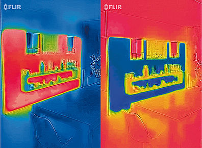 Infrarotbilder zeigen wie die Variotherm Wandheizung/kühlung funktioniert