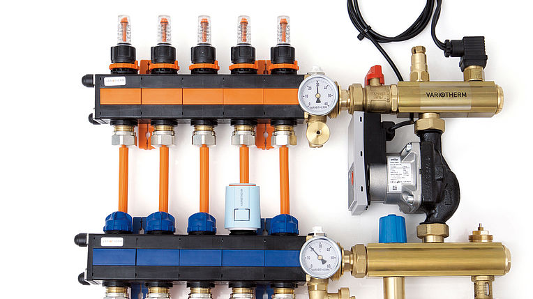 Pumpenverteilerstation 5.0 zur Kombination von Niedertemperatur-Flächenheizungen und Hochtemperatur-Heizungsanlagen