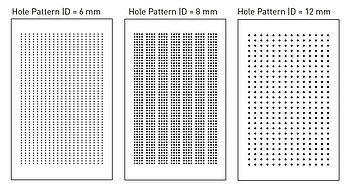 With two different hole patterns and three hole sizes, the client can design the ceiling according to their wishes - all for the same price. 