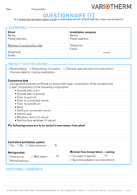 Questionnaire [1] for a cooling load calculation subject to a fee in conformance with VDI 2078/VDI 6007 (ALL fields must be filled in!)