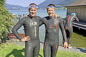 Variotherm Sports: Gerald Demuth und Alexander Watzek nahmen beim Triathlon (Wolfgangsee Challenge) teil.